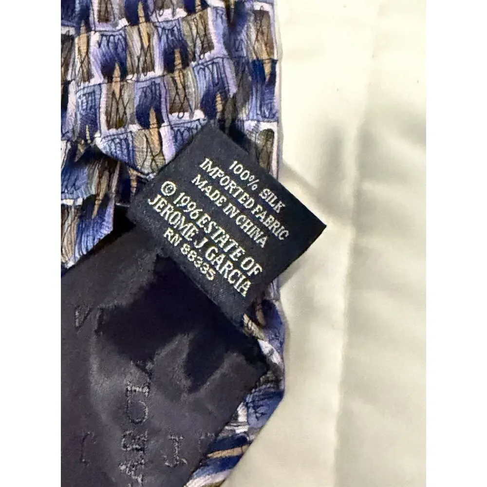 J Garcia Carousel Collection 14 Silk Tie 1996 Jerry Garcia Blue Abstract